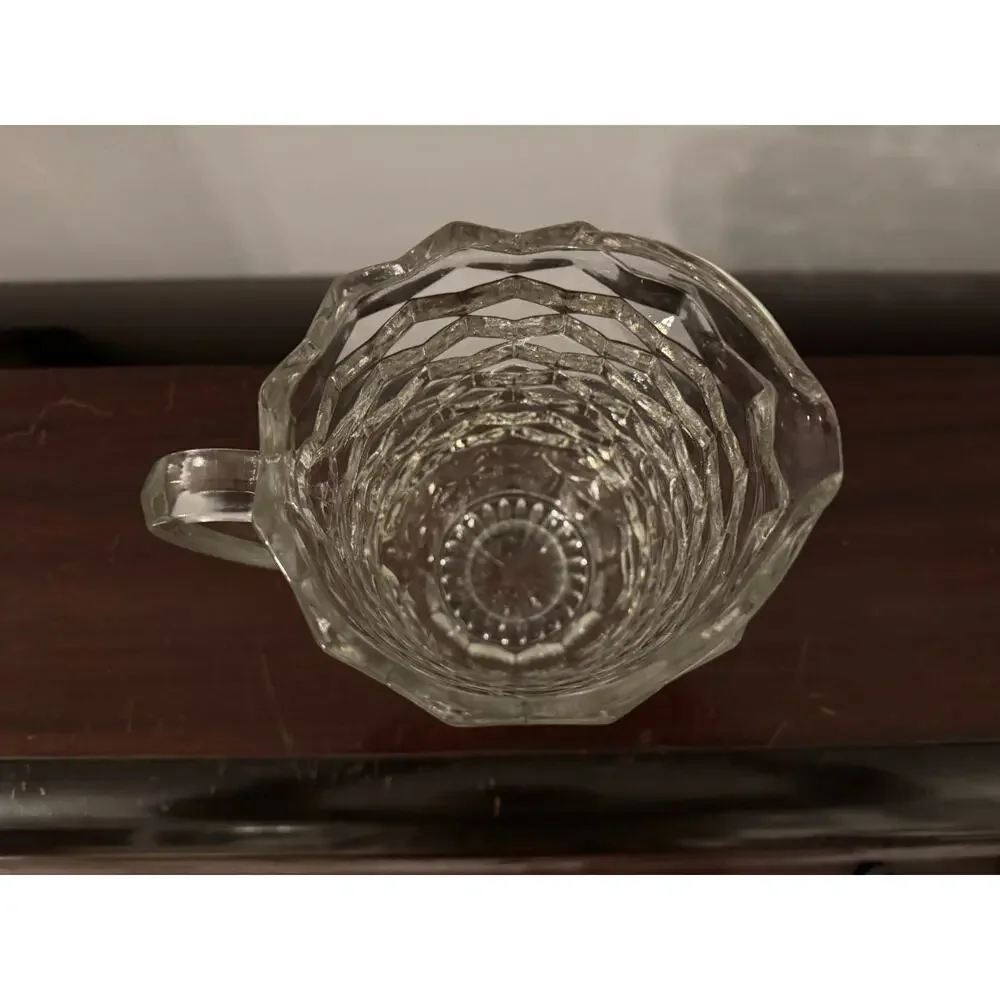 Indiana Glass Whitehall Cubist Pitcher Clear Glass 64 oz Cube Block Vintage